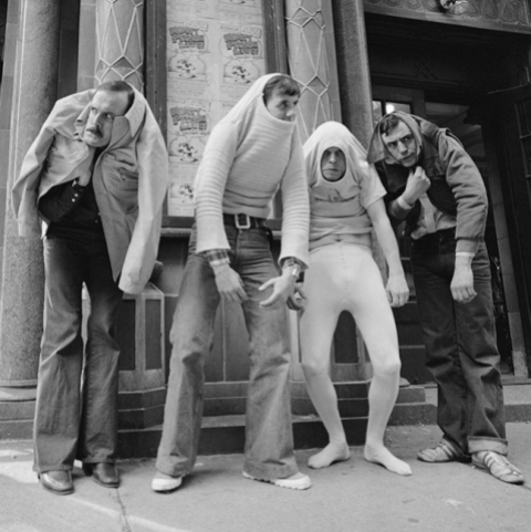 Monty Python crew partaking in tomfoolery